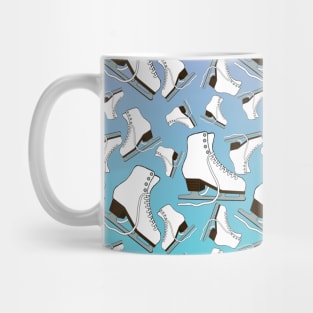 Figure Skates on Purple to Turquoise Ombre Background Design Mug